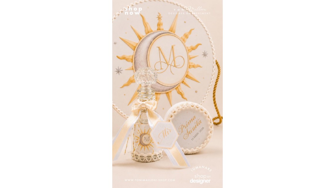 Trusou de Botez Soare și Lună Monogramă Personalizată pentru Băieți 7